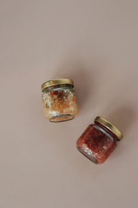 White wine vinegar with shallots, coriander and chilli. Shallot red wine vinegar. Oyster dressings. 