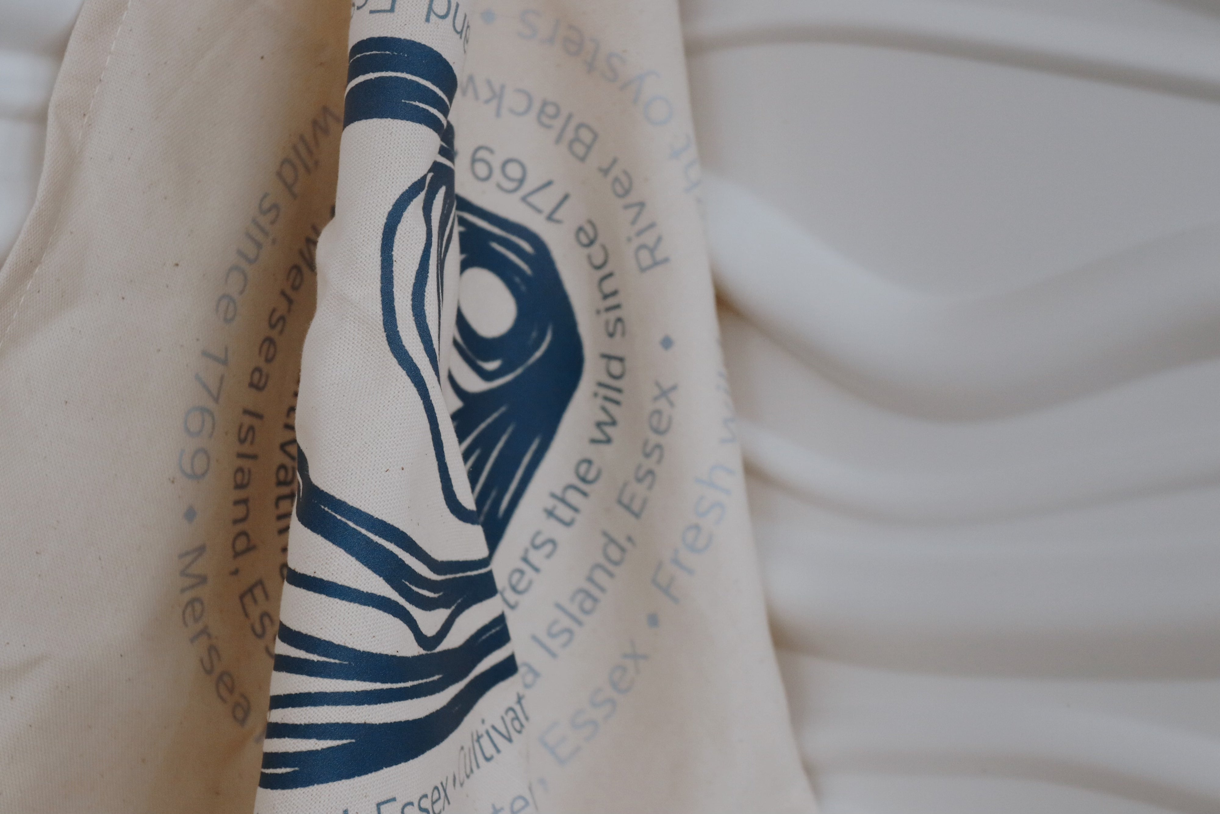 Natural coloured tea towel. Oyster shucking towel. Richard Haward's Oysters 