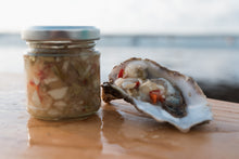 Load image into Gallery viewer, Dressed oysters. Mersea rock oysters. Shallot vinegar. 