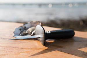 Guarded shucking knife for oysters 