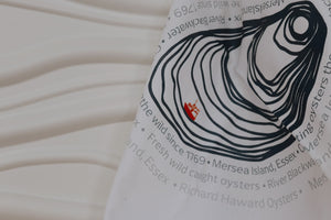 White oyster tea towel 
