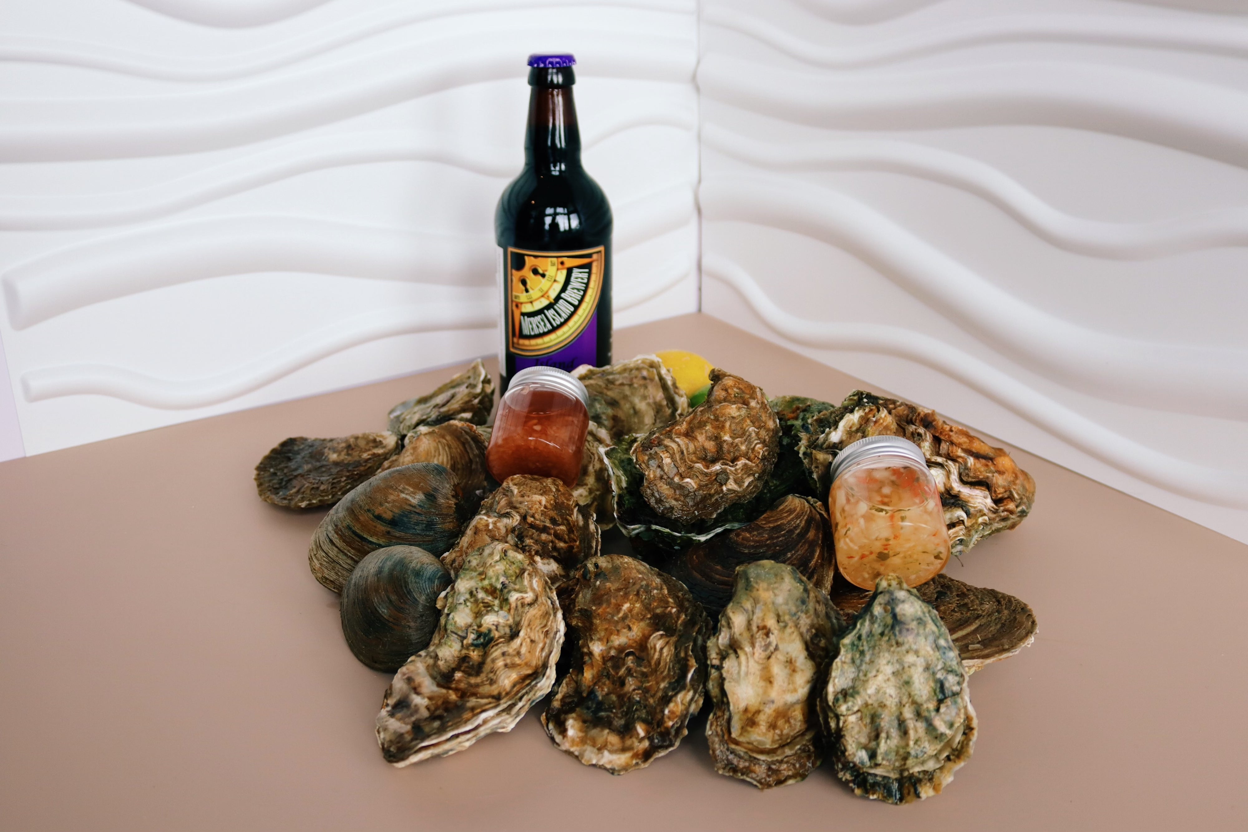 Oyster stout. Native oysters. Mersea Island. 