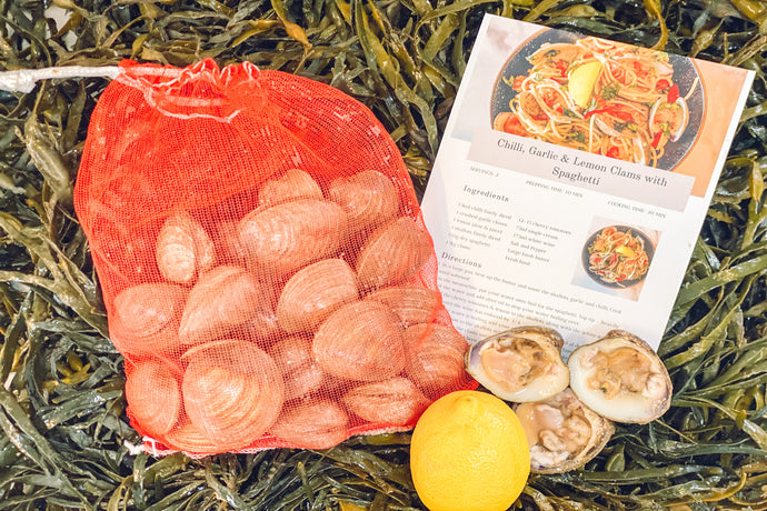 1.5kg Small Clams with a recipe card